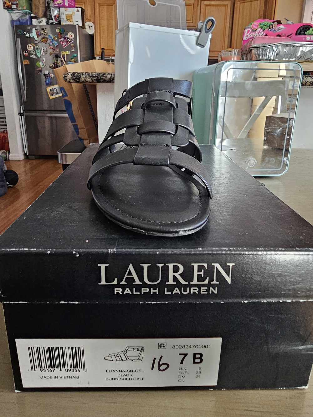 #14 Lauren Ralph Lauren Men’s Black Strapped Sandal